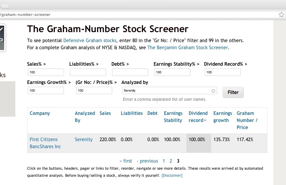 Tutorial Benjamin Graham and Serenity Stocks