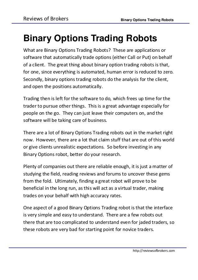 Binary auto trading robot