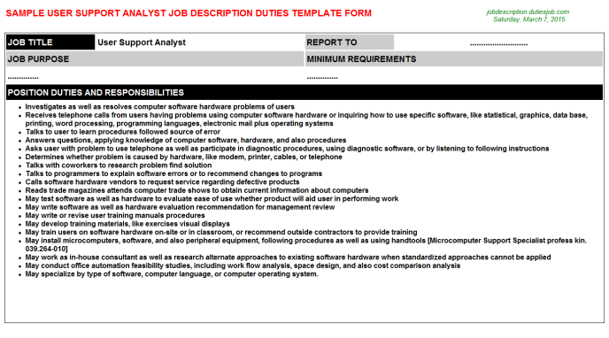 Application support analyst job description