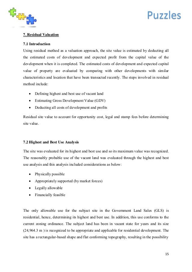 The LandResidual vResidual Methods of Real Estate Valuation