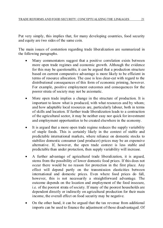 Chapter the impact of trade reforms on food security 62
