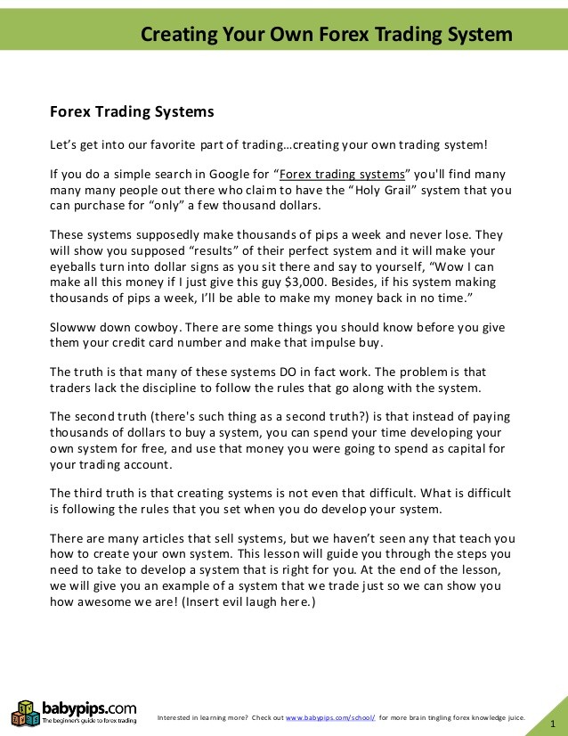 Create Your Own Trading System