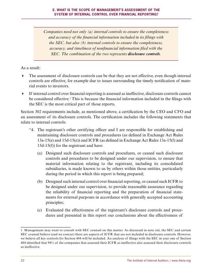 Final Rule Management s Report on Internal Control Over Financial Reporting and Certification of