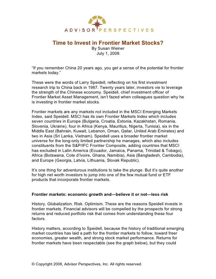 How to invest in frontier markets