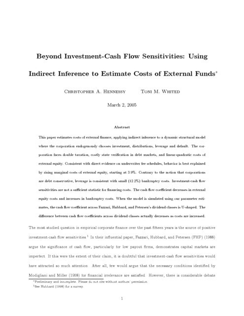 InvestmentCash Flow Sensitivities Constrained versus Unconstrained Firms