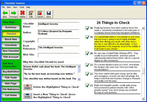 Investor Checklist