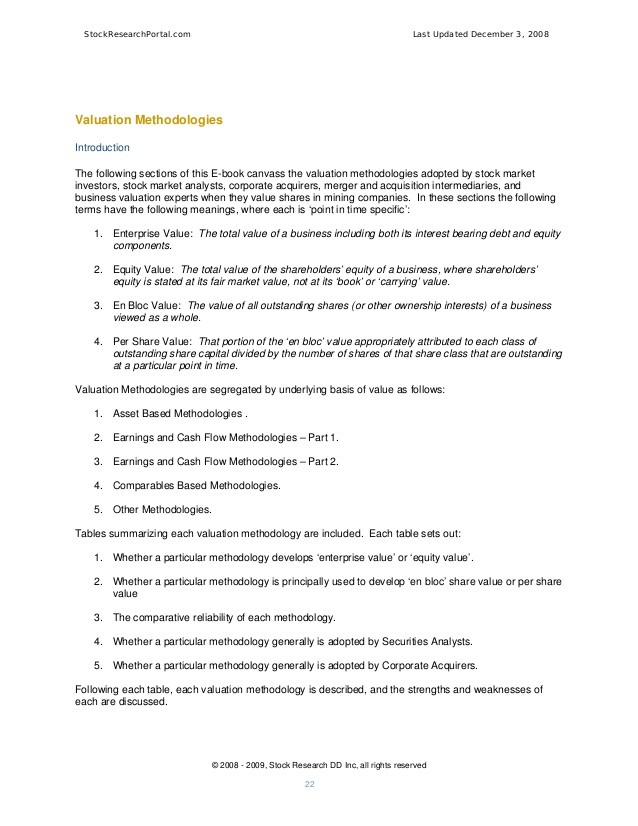 Mining Investing Valuing a Company