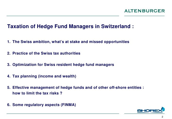 Hedge Fund Taxation Hedge Fund Taxation