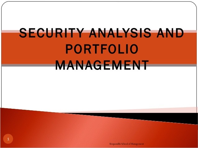 Security Analysis and Portfolio Management