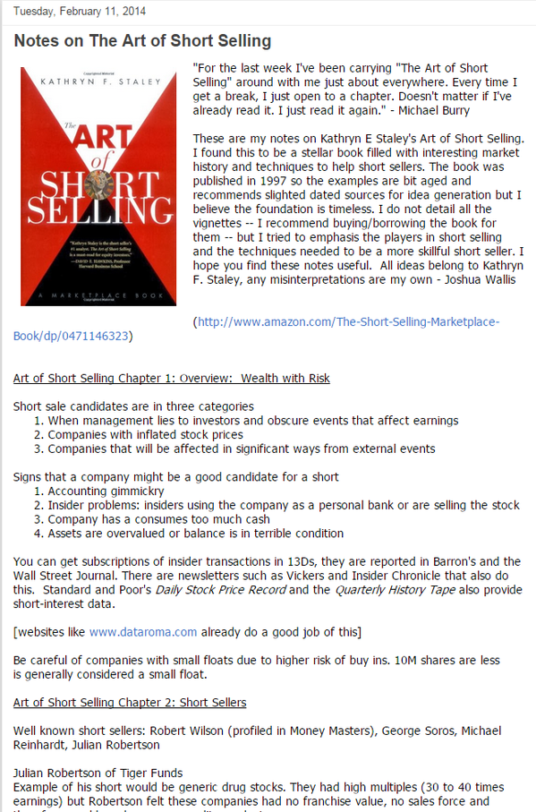 The art of Short Selling The art of Short Selling