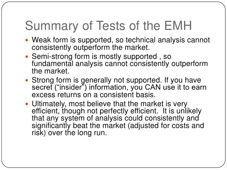 The Efficient Market Hypothesis and Technical Analysis The Efficient Market Hypothesis and Technical Analysis