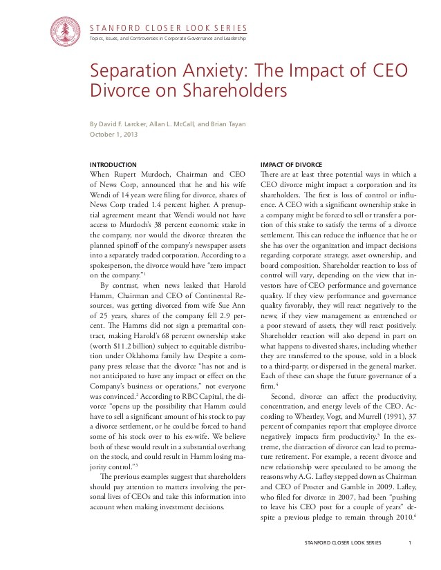 The Impact Of Corporate Governance On Stock Prices The Impact Of Corporate Governance On Stock Prices