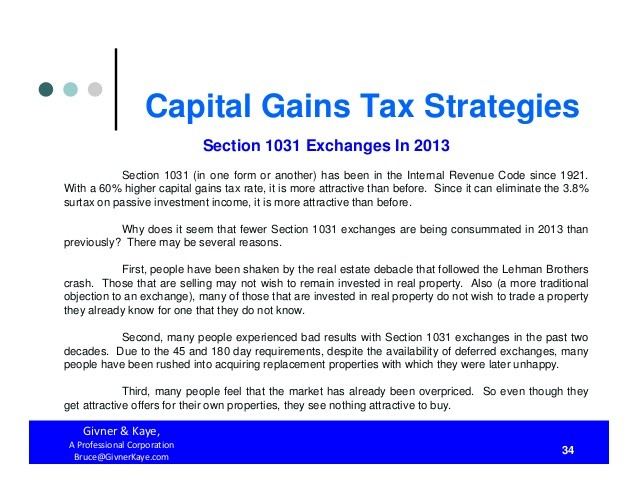 1031 Exchange and 2013 Capital Gains Tax Rates