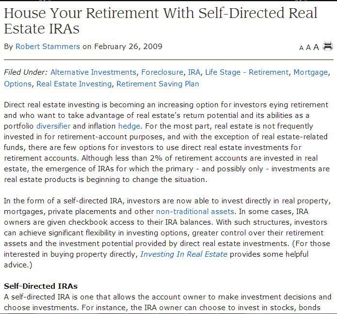 Complete IRA Alternative Investments Invest in real assets you can control