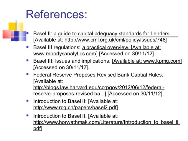 An introduction to Basel III its consequences for lending