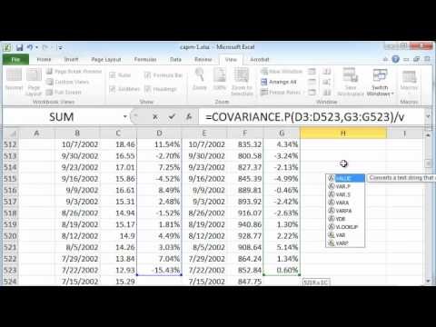 Calculate Stock Beta with Excel