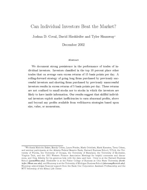 Can Individual Investors Beat the Market