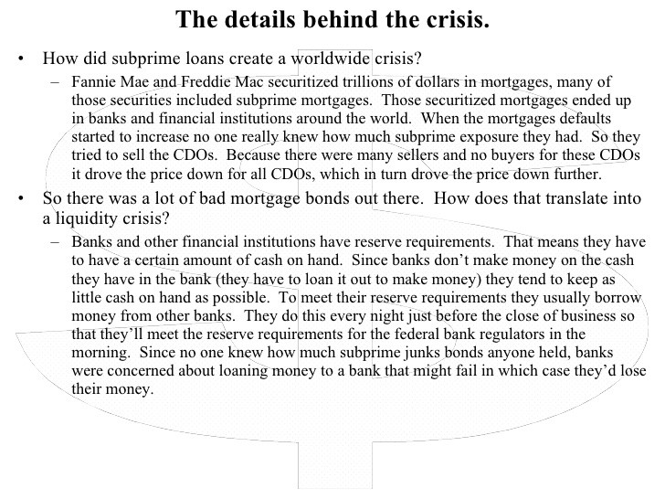 Global Recession due to US Subprime Crisis