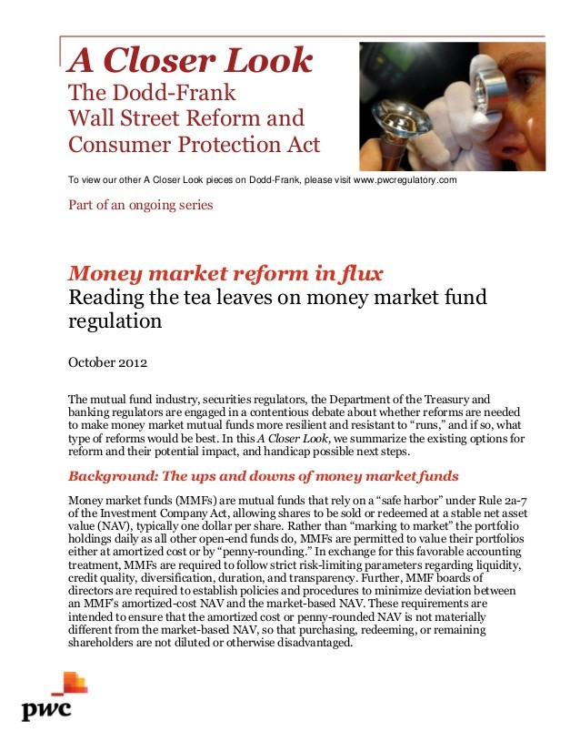 In brief SEC issues final rules to reform money market funds – PwC