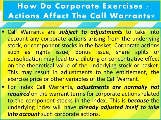 Warrants Introduction to Stock and Stock Index Warrants