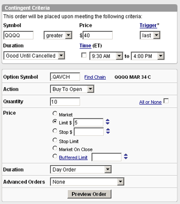 Placing Contingent Stop Orders on Spreads