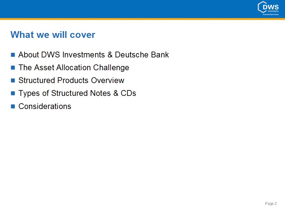 Structured products MarketLinked CDs and Registered Structured Notes