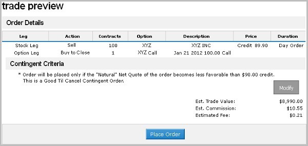 Placing Contingent Stop Orders on Spreads