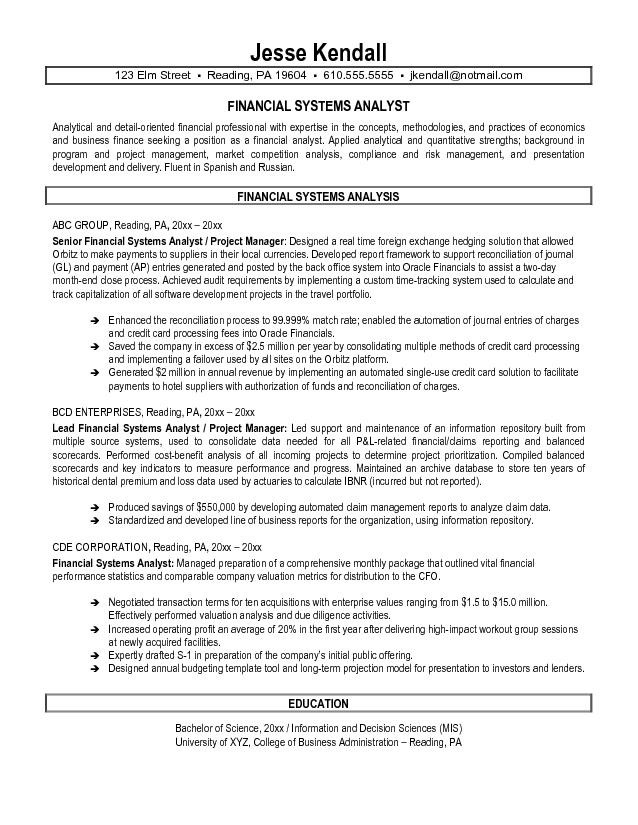 Assets Management Analyst Resume Example