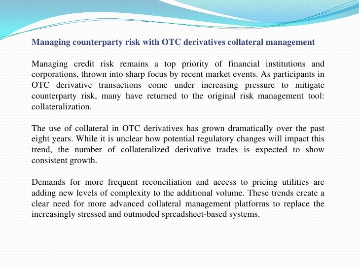 Counterparty Risk On Over The Counter Derivatives Finance Essay