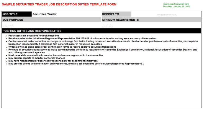 Equity Trader Job Description