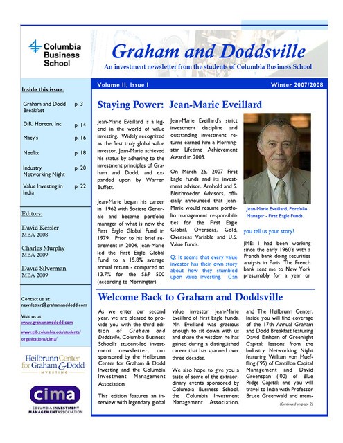 Graham And Doddsville Graham And Doddsville