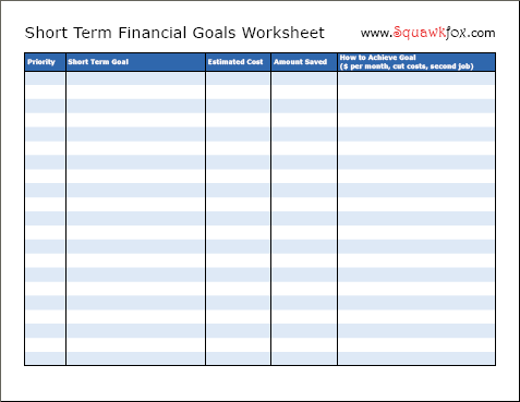 Financial Goals ShortTerm Goals