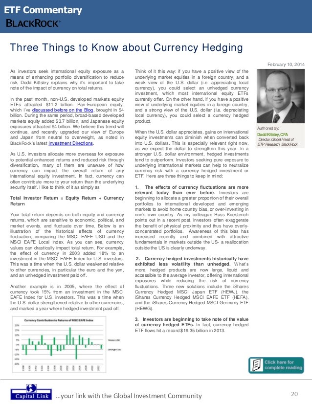 International ETFs Minus Currency Risk