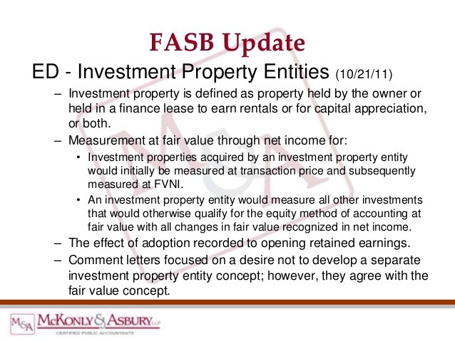 Investment Property “Entities”