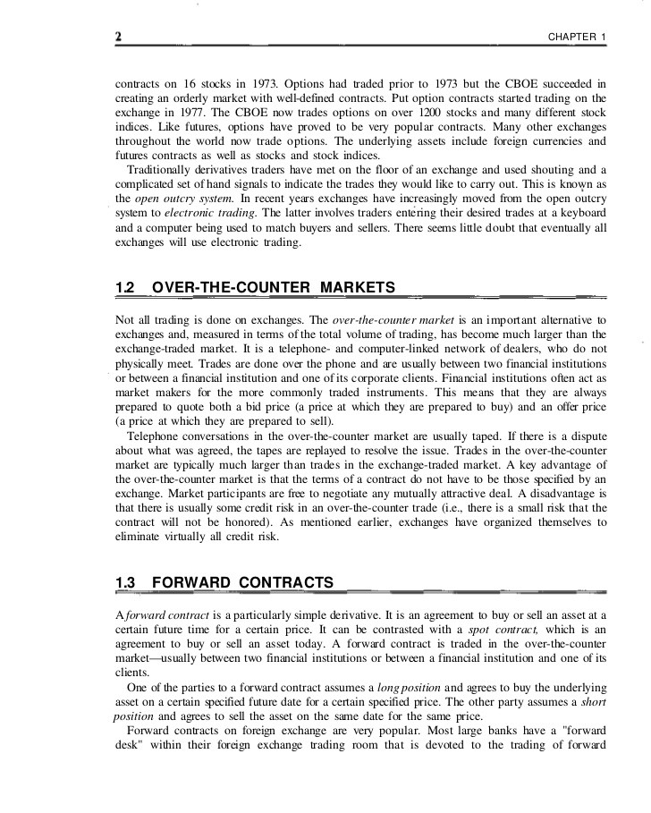 Options Trading Description of Options Market and Contracts