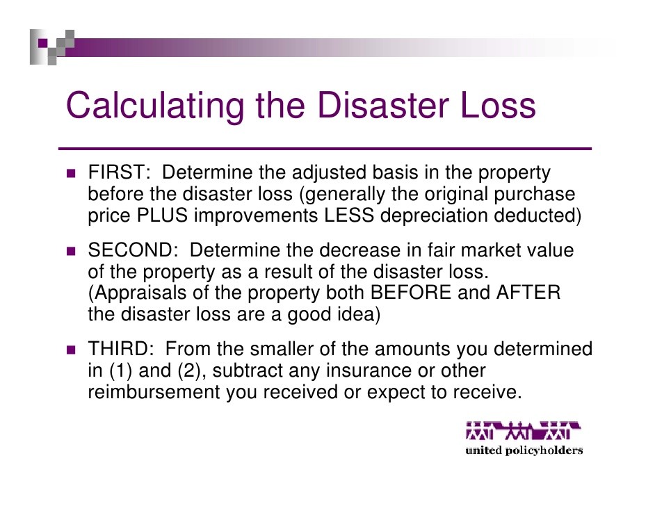 Publication 547 Casualties Disasters and Thefts; Figuring a Loss