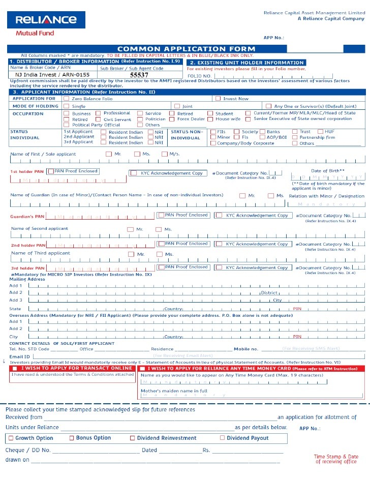 Retirement Uti Mutual Fund Common Application Form