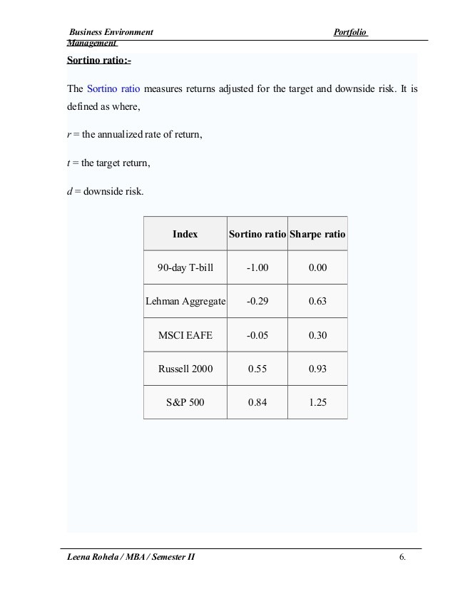 Sortino Ratio Correcting Sharpe Ratio flaws