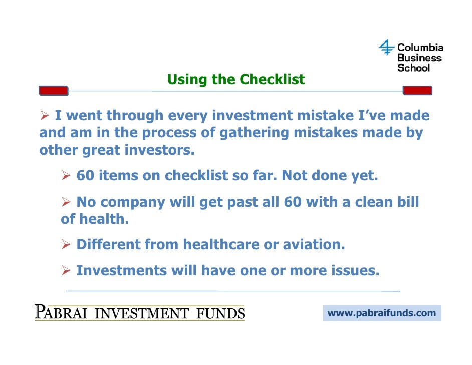 The Successful Investor’s Checklist Part 3