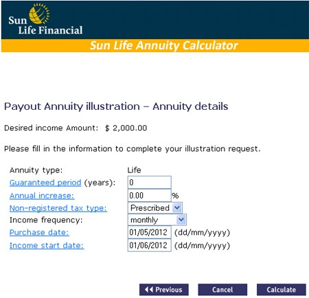 Annuity Calculator for Lifetime Annuities