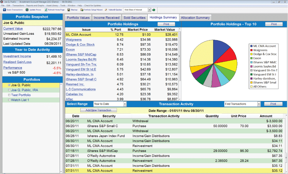 stock portfolio tracking spreadsheet in microsoft excel