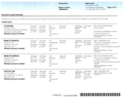 Credit Report Information