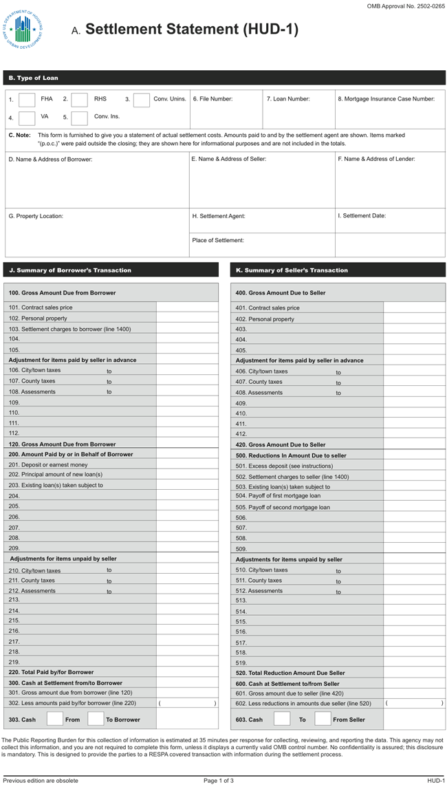 Home Buyers How to Read Your HUD1 Statement