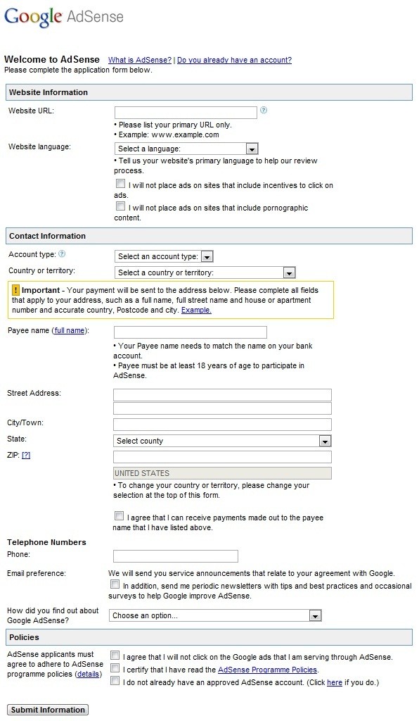 Individual Account Application