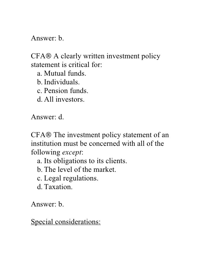 Investment policy statement mutual fund