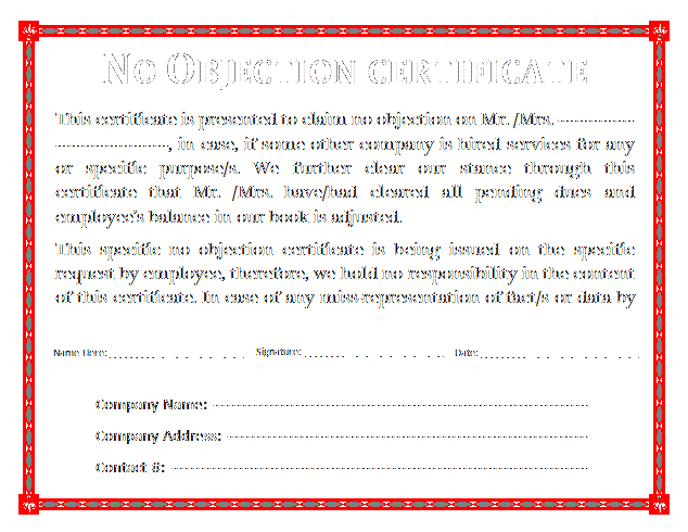 Sample no objection letter to work