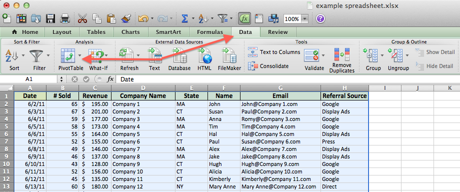 Using Tables in Excel