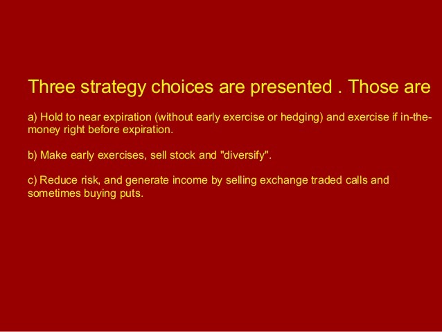 Reducing risks of holding Employee Stock Options