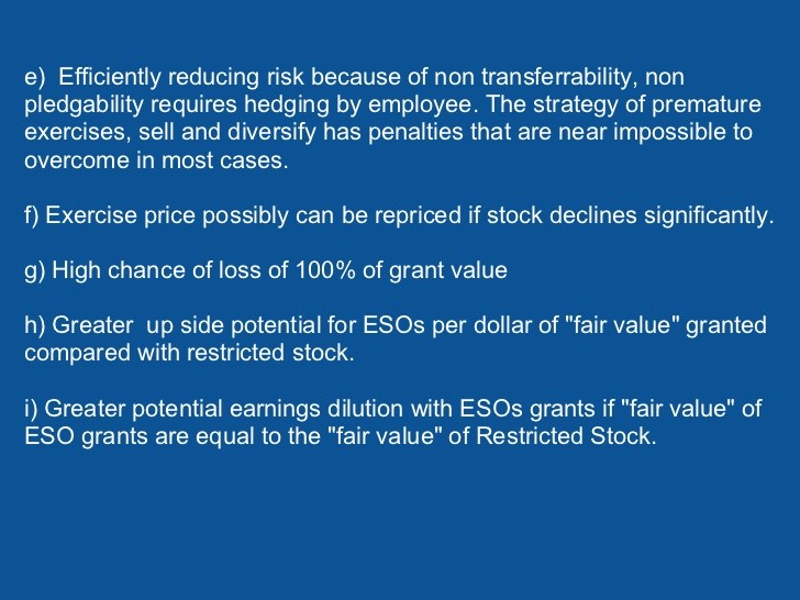 Reducing risks of holding Employee Stock Options