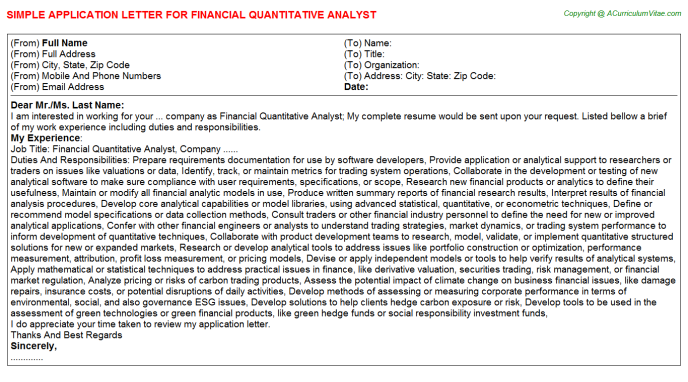 Role of the Quantitative Analyst